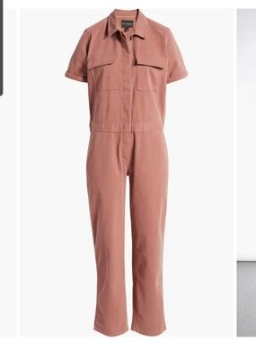 Wildfang Rose-Mauve Short Sleeve Utility Jumpsuit Coveralls Medium